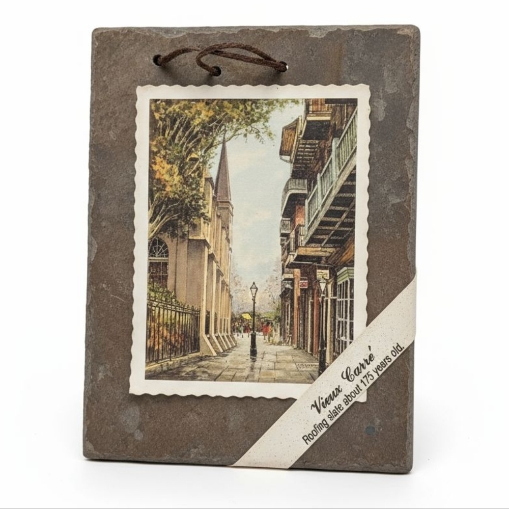 Vintage Wall Art Of Old New Orleans Pirates Alley on Antique Roofing Slate!!